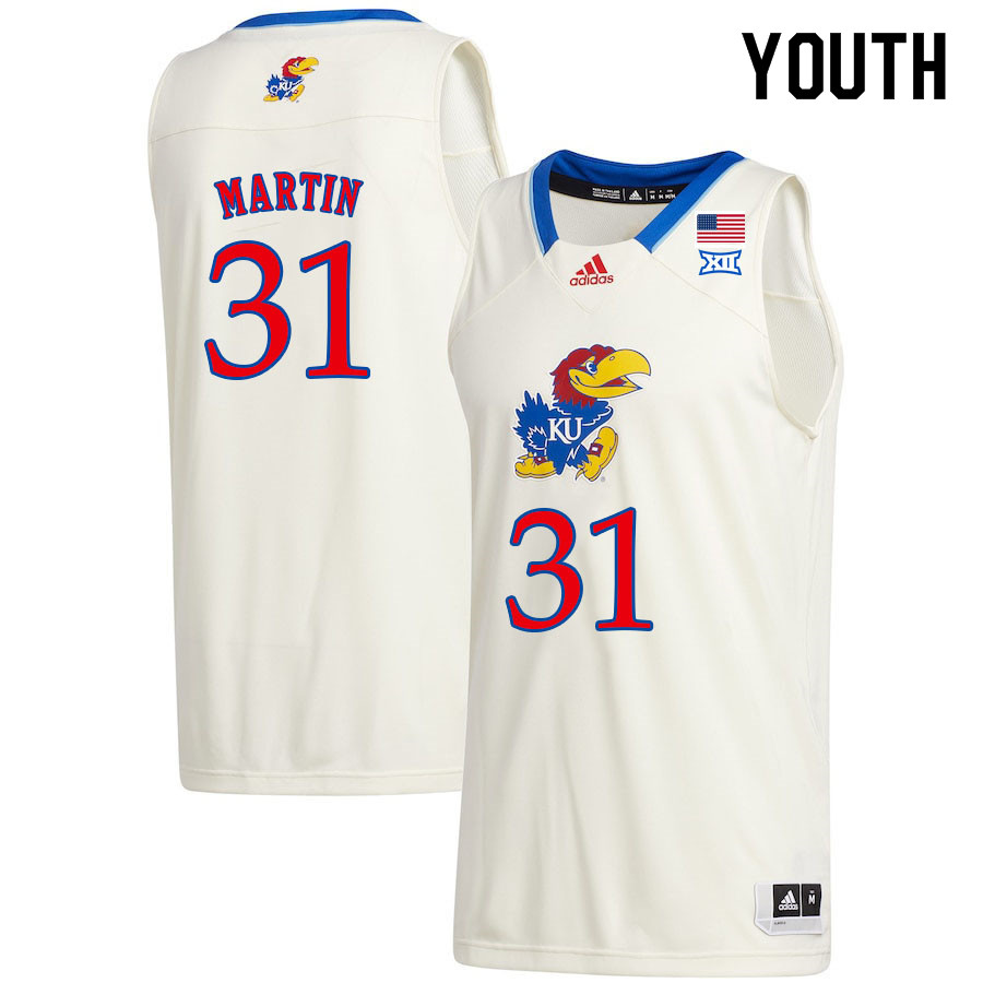Youth #31 Cam Martin Kansas Jayhawks College Basketball Jerseys Sale-Cream